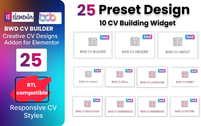 CV Builder WordPress Plugin For Elementor Page Builder